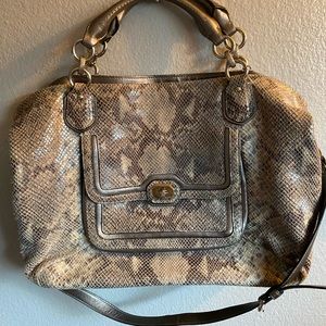 COACH Handbag Campbell Leather Snakeskin Large Satchel